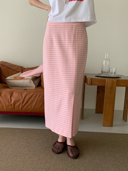 *Daily Check Long Skirt