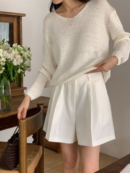 * Pintuck Cotton Shorts