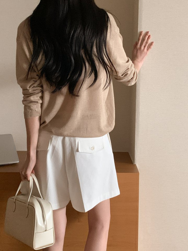 * Pintuck Cotton Shorts