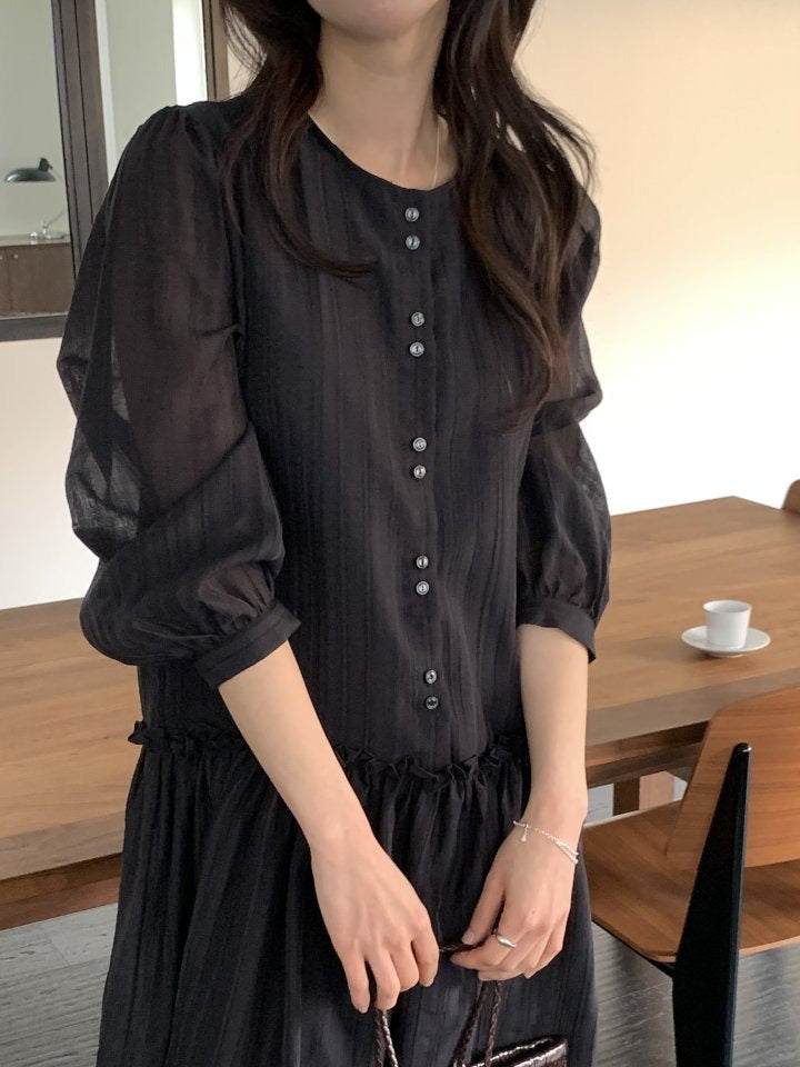 * Luna Frill Shirred Dress