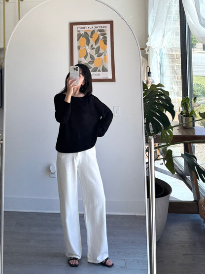 Linen Wide White Pants - AdoreMeU