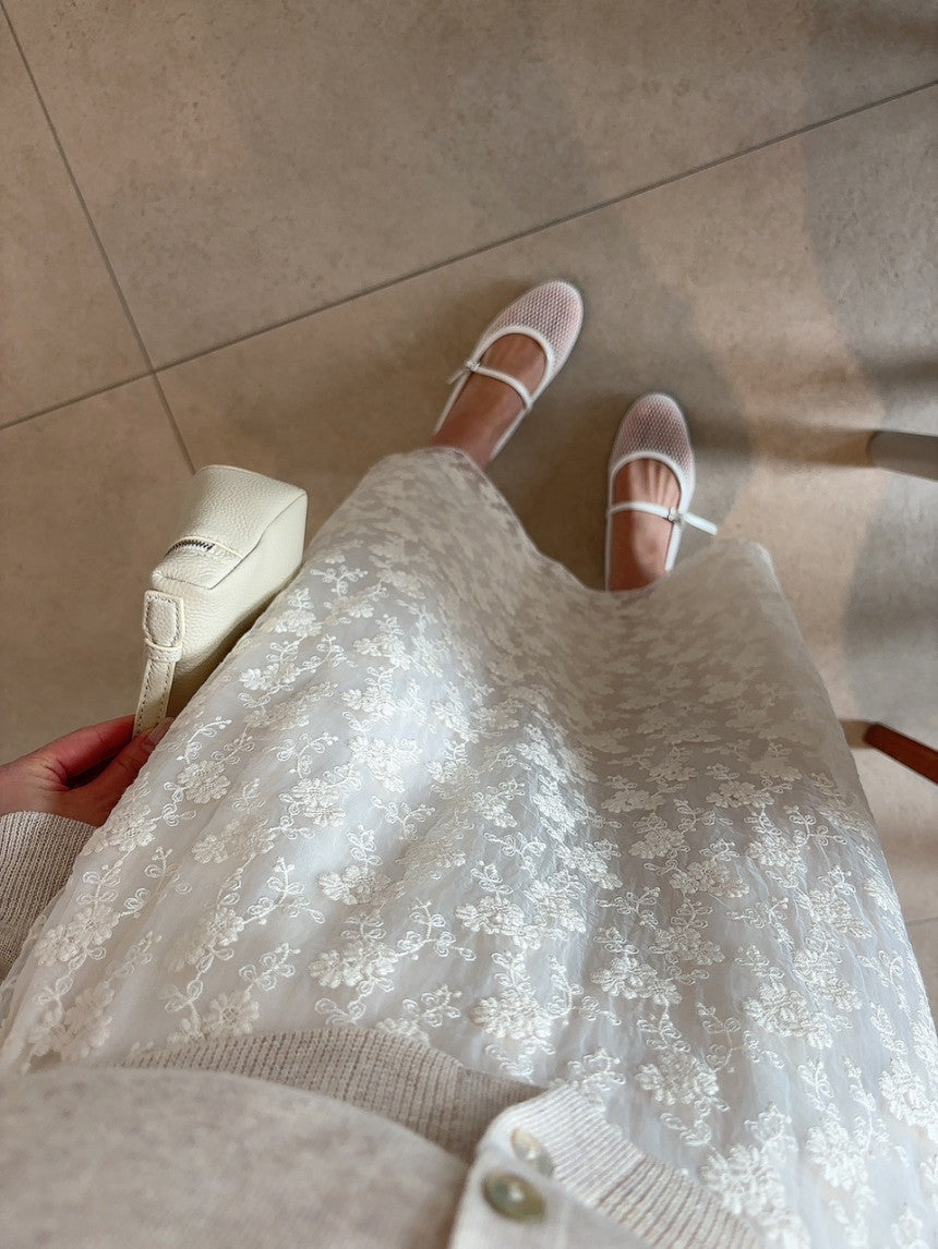 *Floral Lace Long Skirt