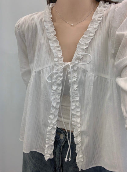 *Lovely Ruffle Cardigan Blouse