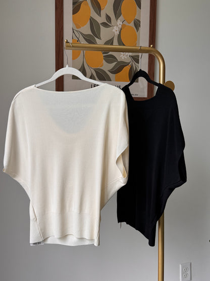 Draped Short Sleeve Knit Top (~8/5)