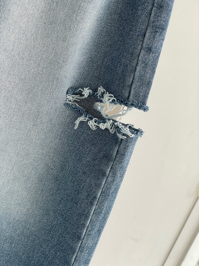 * Damaged Denim Bermuda Shorts