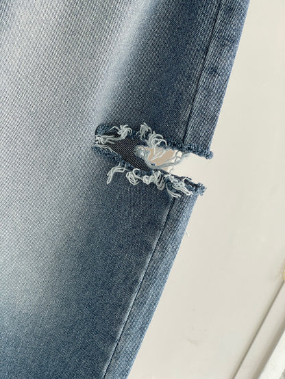 * Damaged Denim Bermuda Shorts