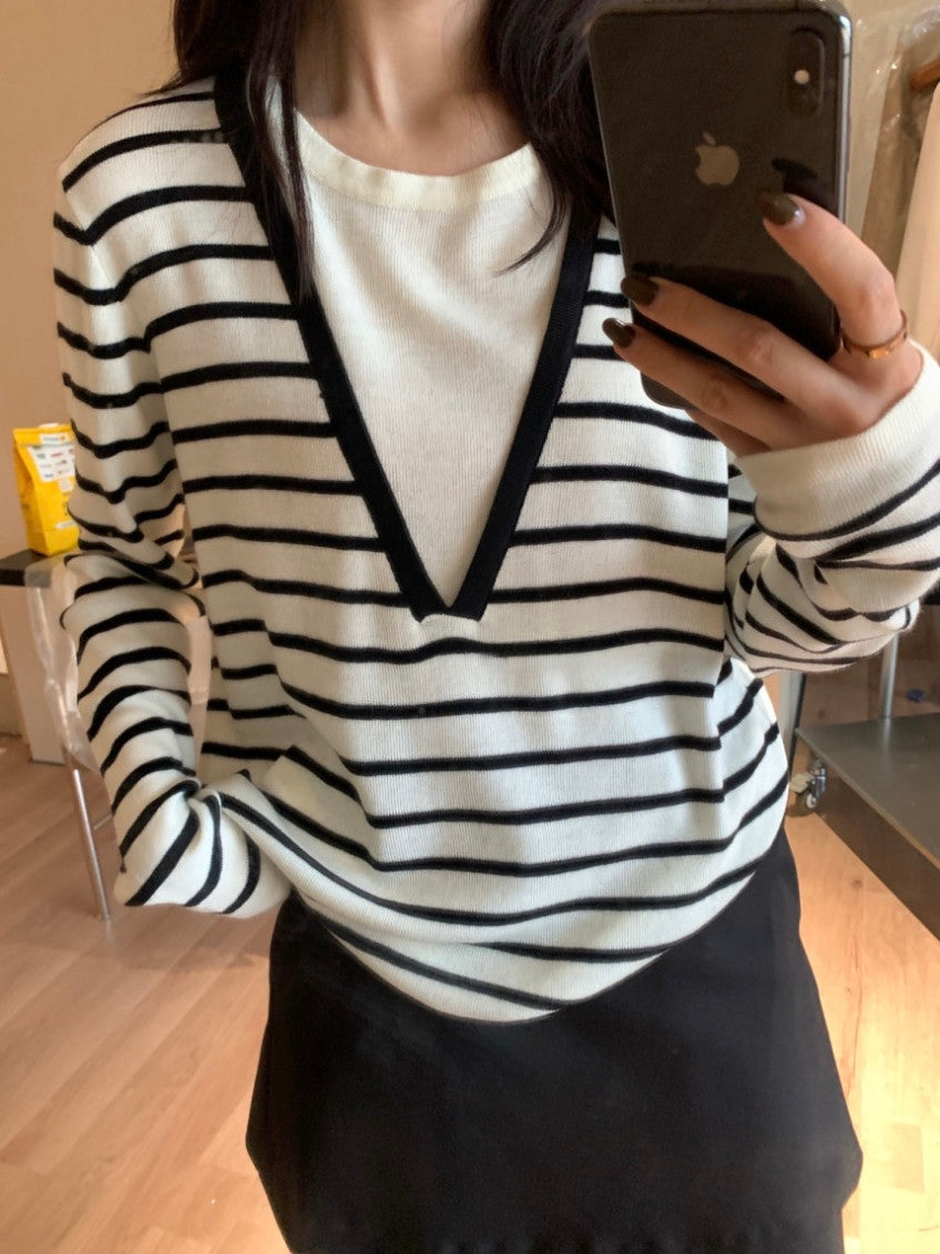 *   Layered V-Neck Knit