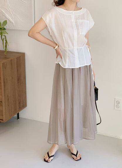 One Pocket Linen Blouse