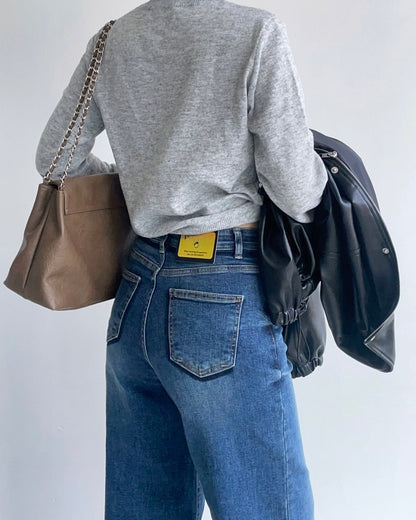 Banding Wide Flare Jeans (~9/5)