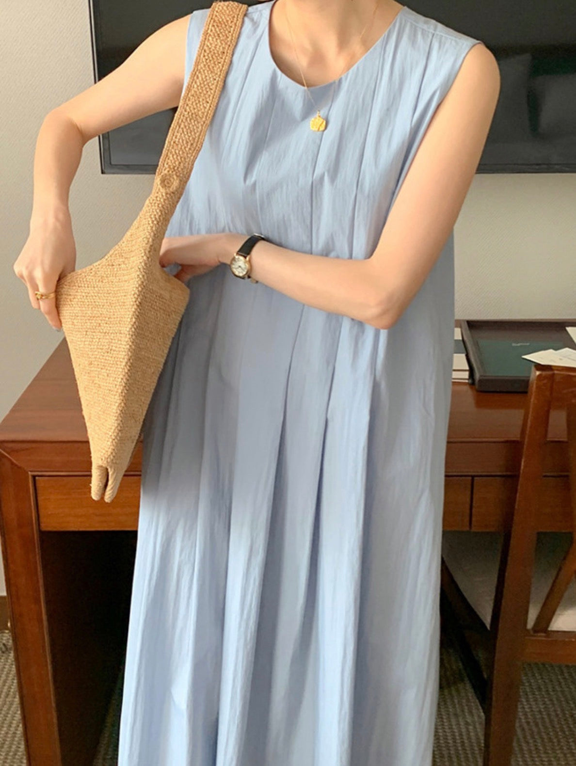 * Plain Pintuck Dress