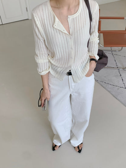 * Punching Knit Summer Cardigan