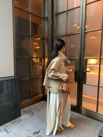 *Back Button Trench Jacket
