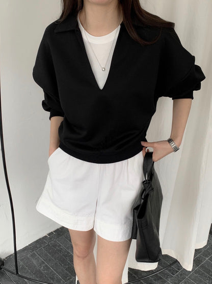 Foaming V-Neck Sweatshirt