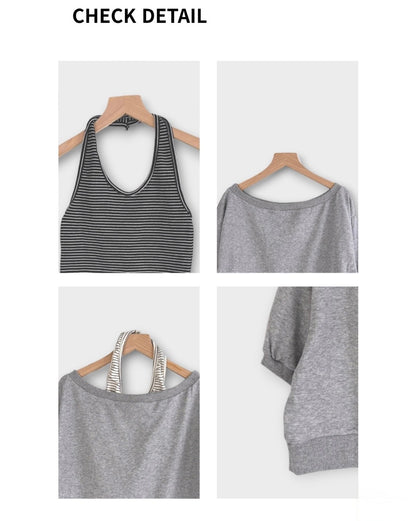 * Halter Layered Sweatshirt Set