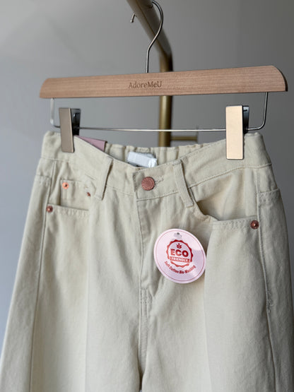 White Cotton Wide Denim - AdoreMeU