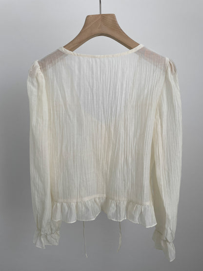 * Frill Cardigan Blouse