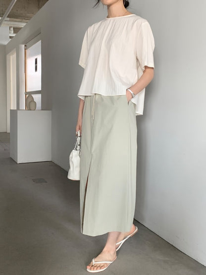 *    Back Ribbon Soft Blouse