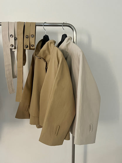 High-Neck Short Trench Jacket