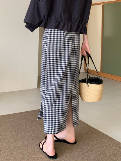 *Daily Check Long Skirt