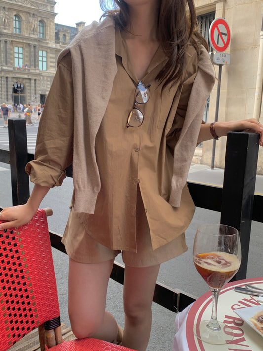 Oversized Solid Fall Shirt - AdoreMeU