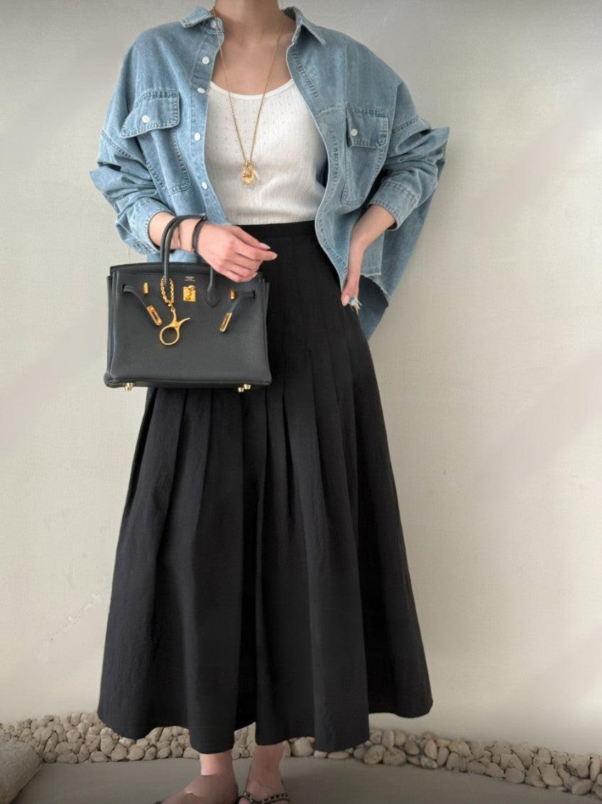 Cropped Oversized Denim Shirt