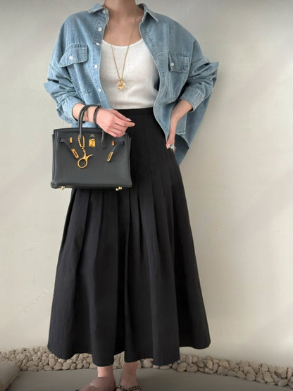Cropped Oversized Denim Shirt