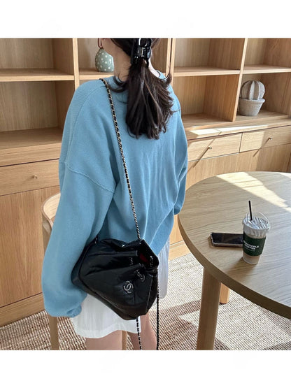 * Waffle Drawstring Sweatshirt