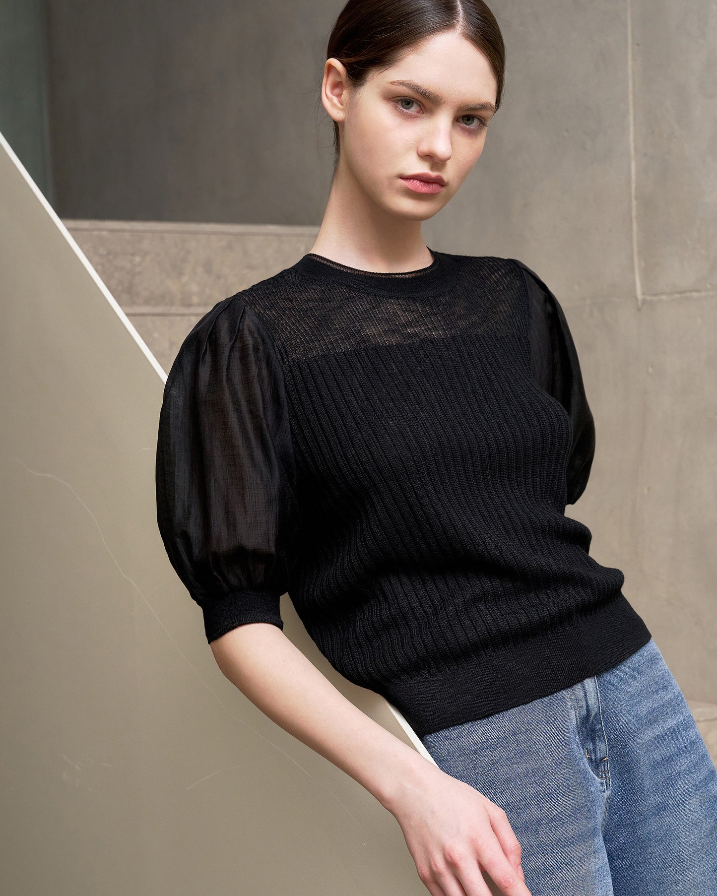 Soft Sleeve Knit Blouse