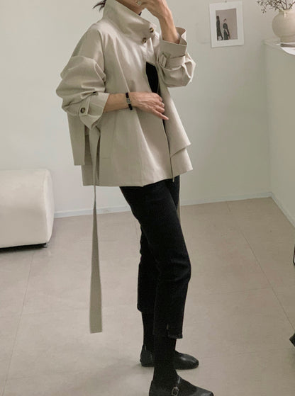 High-Neck Short Trench Jacket