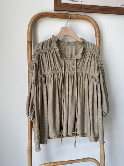 Soft Tie Blouse with Pleats - AdoreMeU