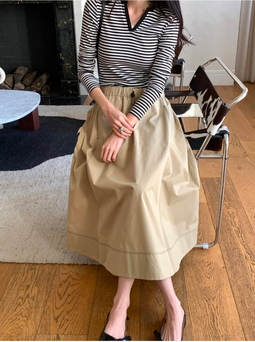 *스트라이프 브이 티셔츠