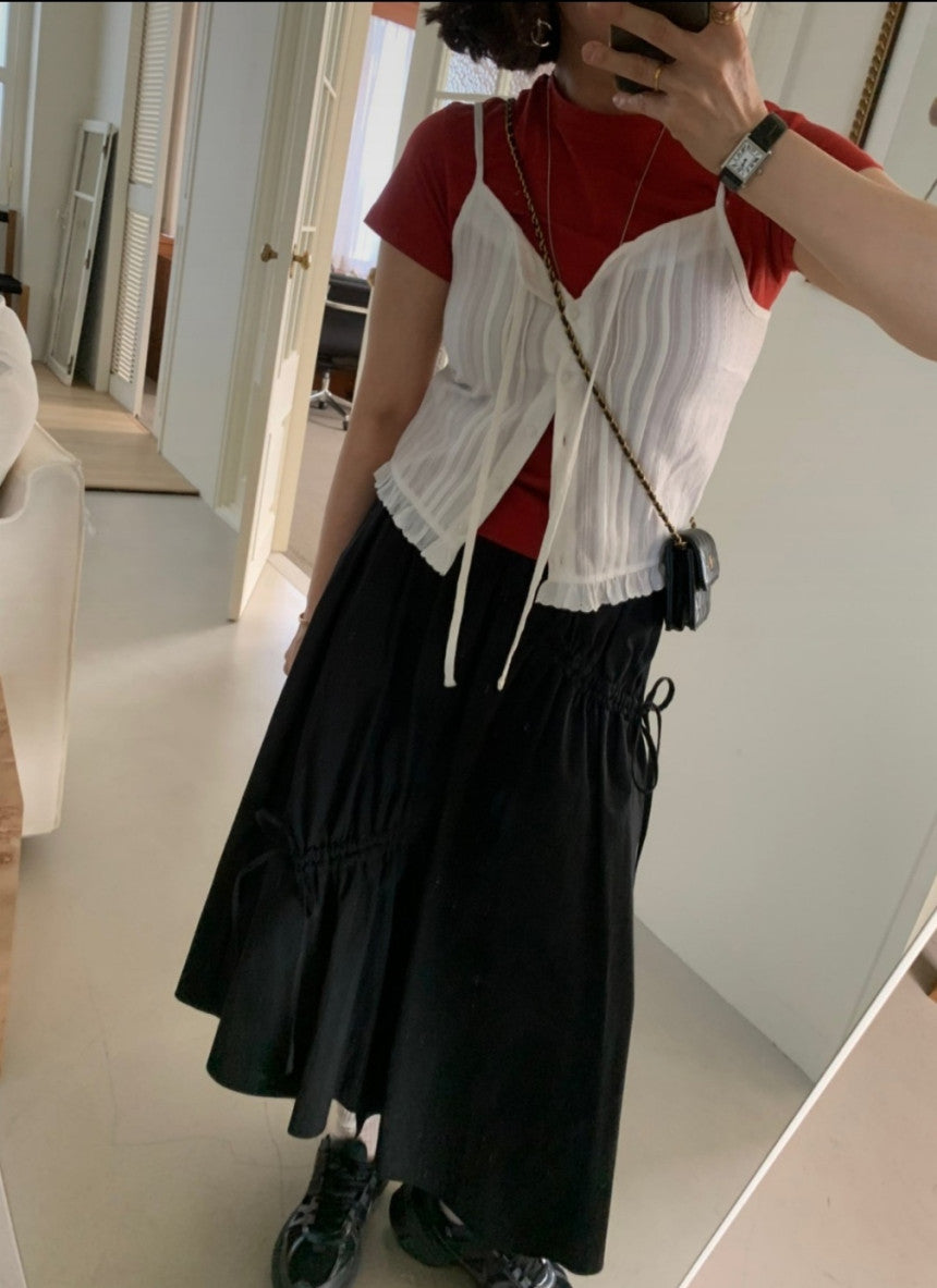 * Shirring Detail Flare Skirt
