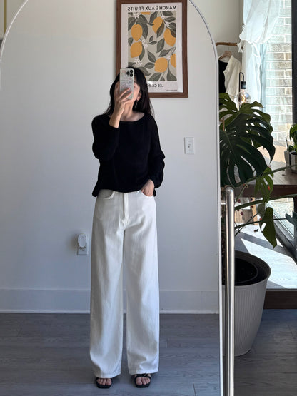 Linen Wide White Pants - AdoreMeU