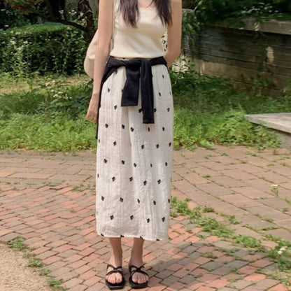 *Floral Embroidered Chiffon Skirt