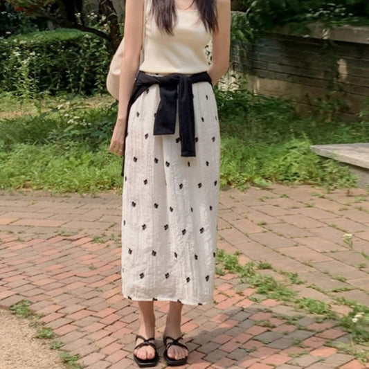 *Floral Embroidered Chiffon Skirt