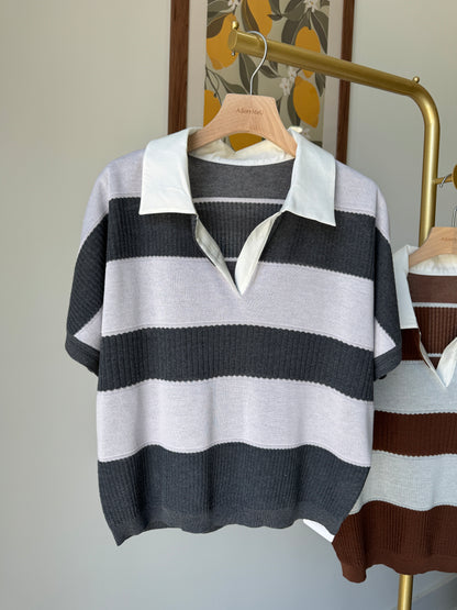 Stripe Collar Summer Knit(~7/9)