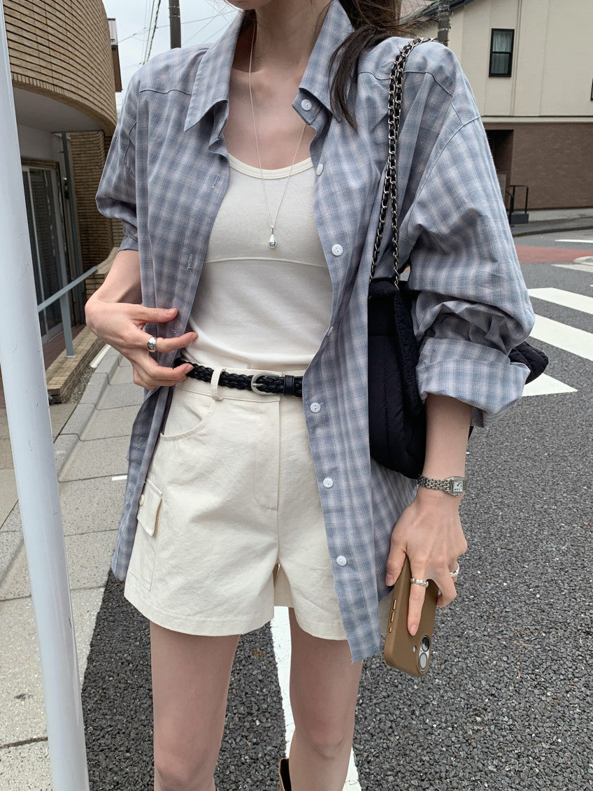 * Autumn Check Oversized Shirt