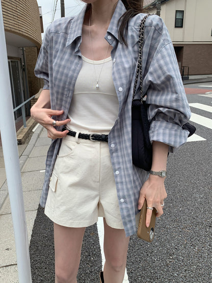 * Autumn Check Oversized Shirt