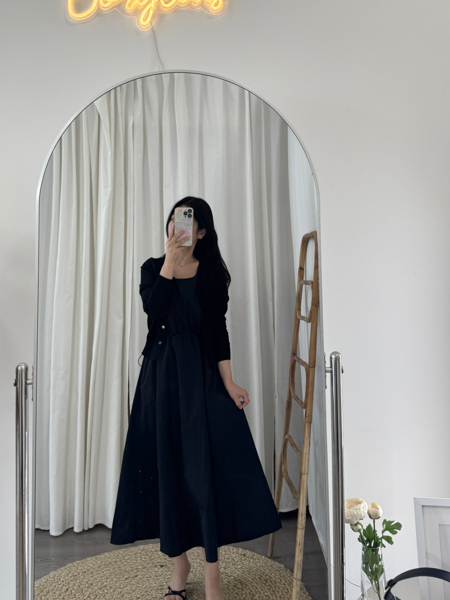 Dress and V neck Cardigan Set