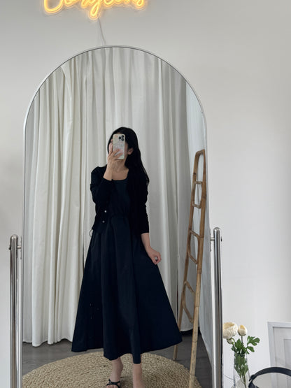 Dress and V neck Cardigan Set