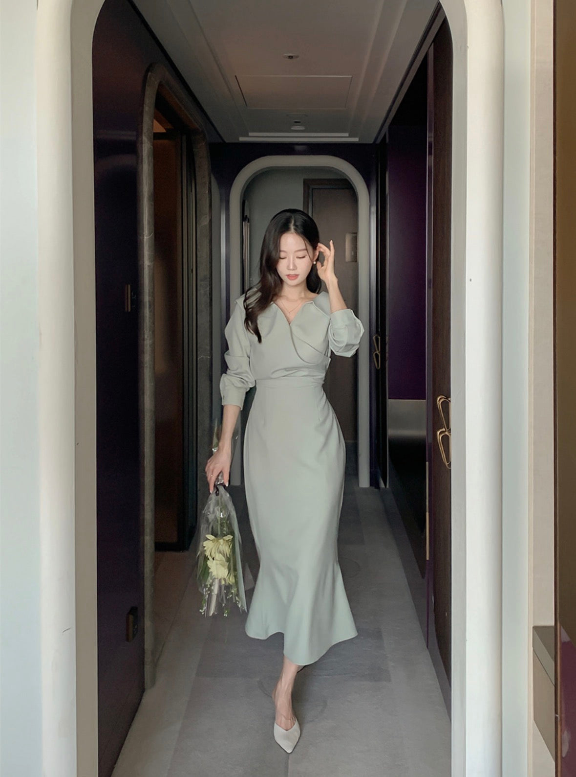 * Shirred Mermaid Dress