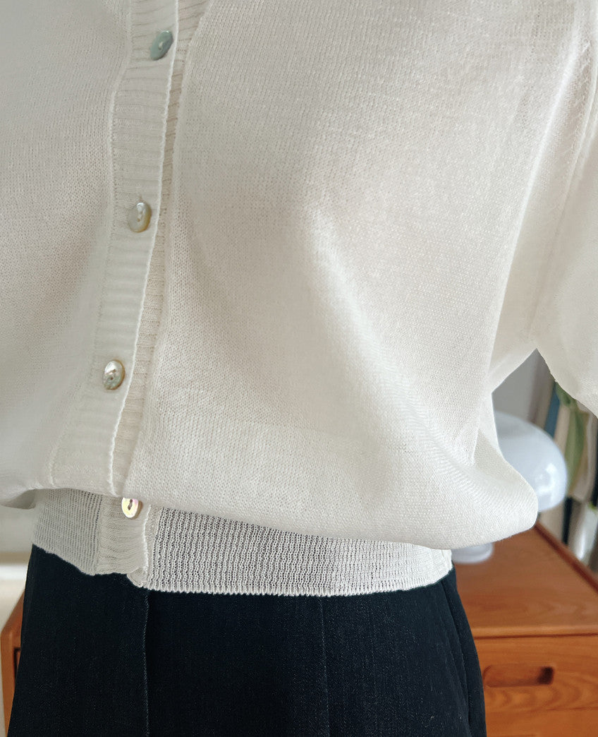 * Linen Raglan Knit Cardigan