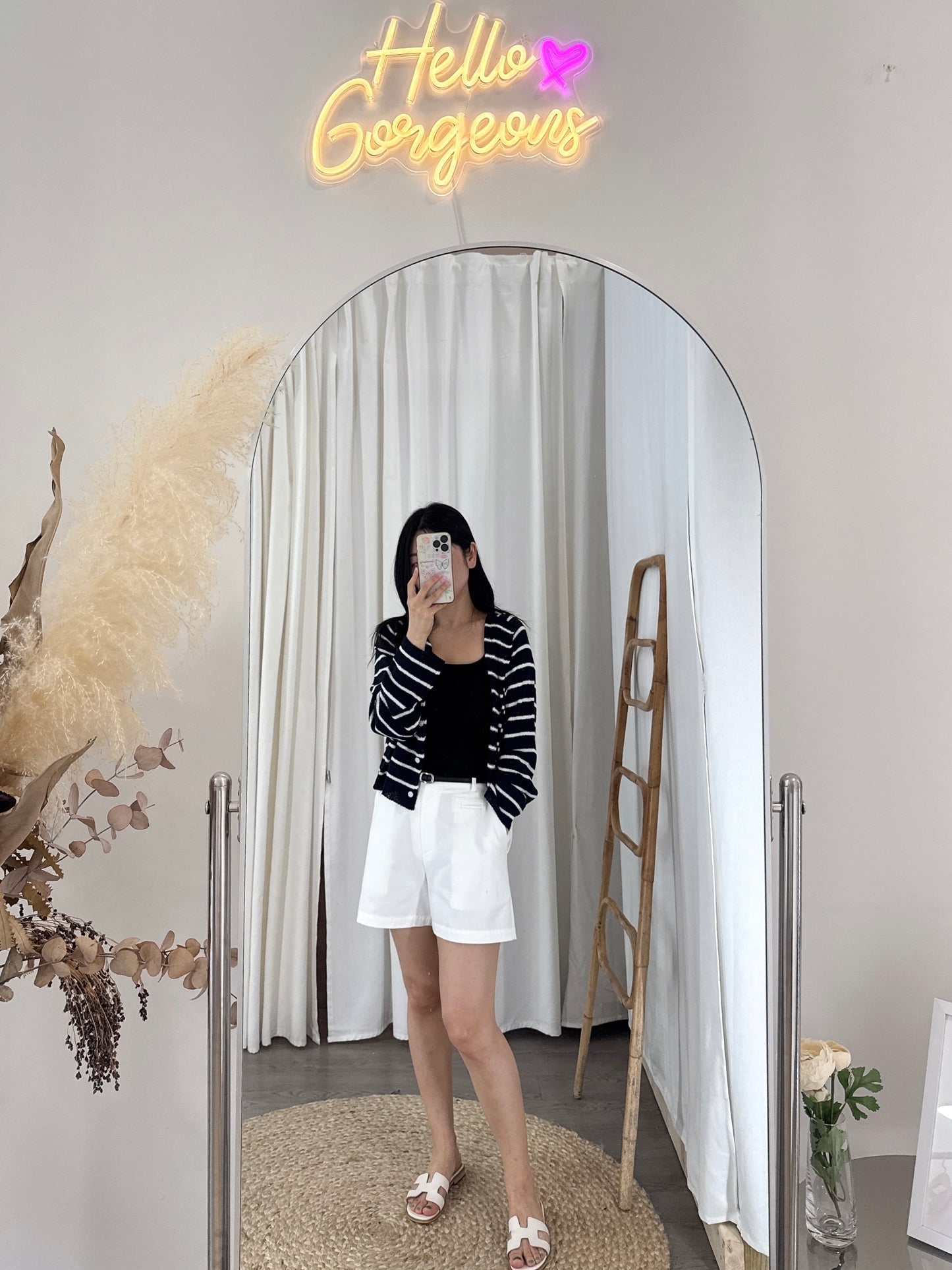 Saddle Boucle Stripe Cardigan