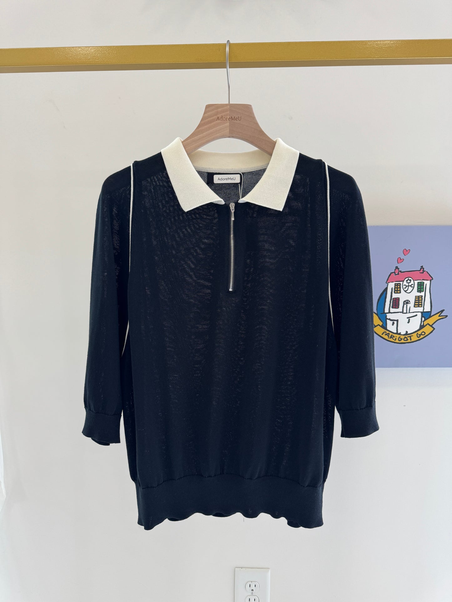 Contrast Collar Knit