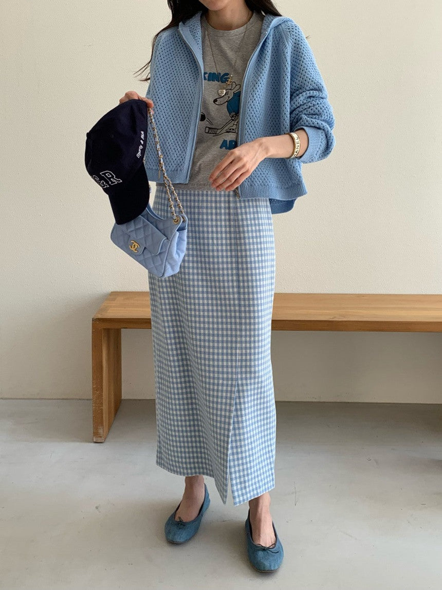 *Daily Check Long Skirt