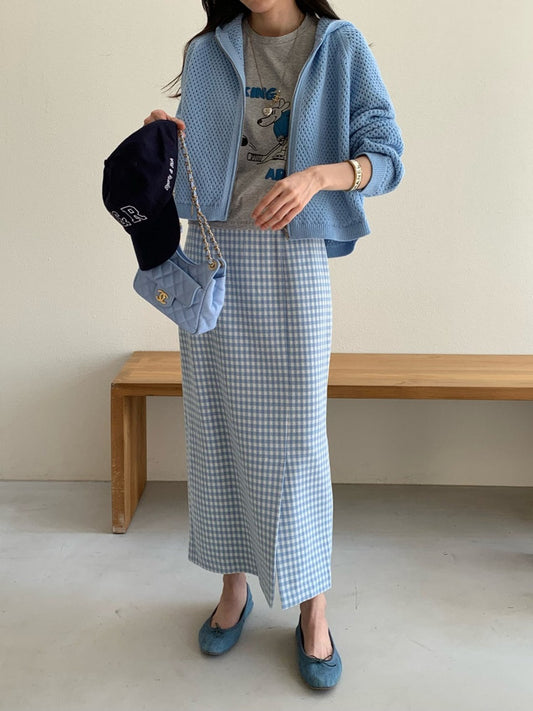 *Daily Check Long Skirt