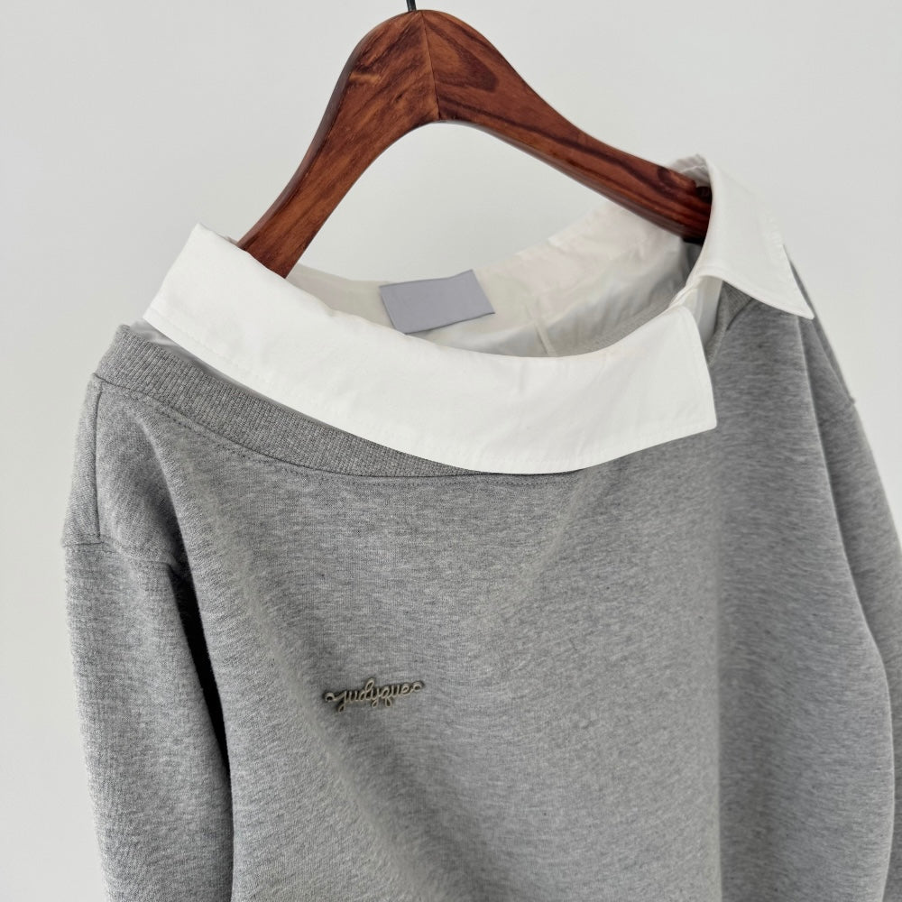 Layered Off-Shoulder Sweatshirt