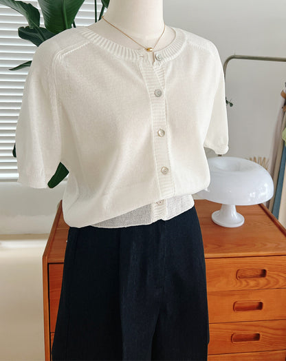 * Linen Raglan Knit Cardigan
