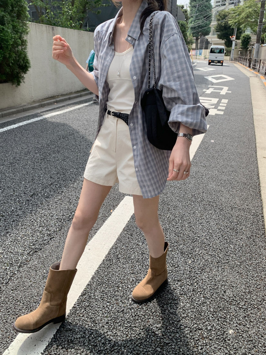 * Autumn Check Oversized Shirt