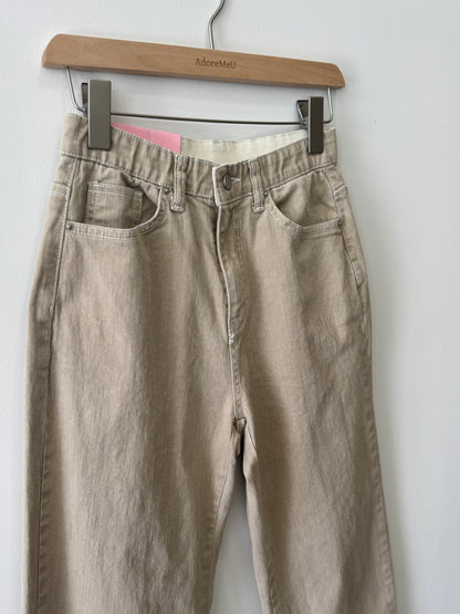 712 Banding Straight Wide Pants/Beige - AdoreMeU